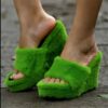 furwedge1 Fur Wedge Slippers