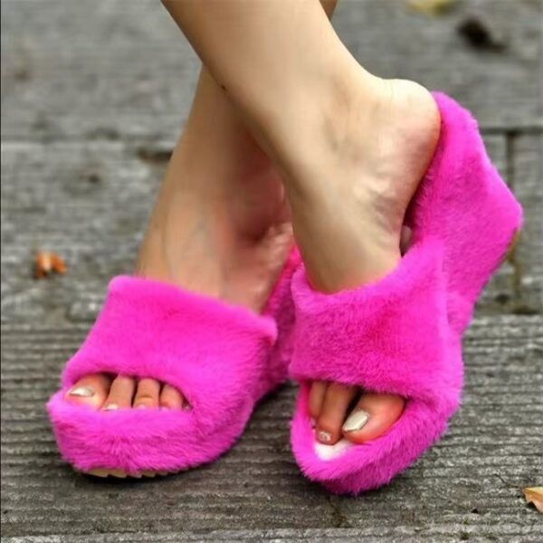 furwedge5 Fur Wedge Slippers